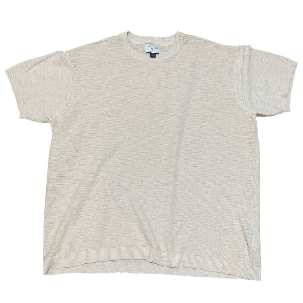 American Eagle‎ Men's XXL Beige Knit T-Shirt Short Sleeve Crew Neck